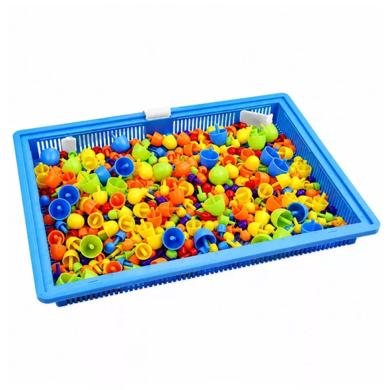 LEAN TOYS Creative Set Button Mosaic Puzzle Mushrooms Pushpins Suitcase 300 pcs