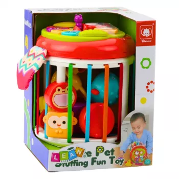 LEAN TOYS Cylinder Sensory Cube Interactive Shape Sorter with Lights and Sounds - Multicolor (22659)