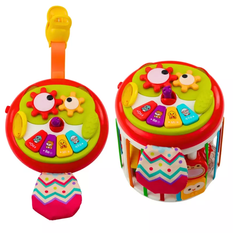 LEAN TOYS Cylinder Sensory Cube Interactive Shape Sorter with Lights and Sounds - Multicolor (22659)