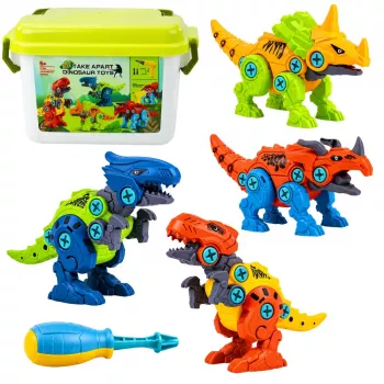 LEAN TOYS Dinosaur Construction Blocks Screwing Set with Screwdriver 4-in-1