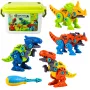 LEAN TOYS Dinosaur Construction Blocks Screwing Set with Screwdriver 4-in-1