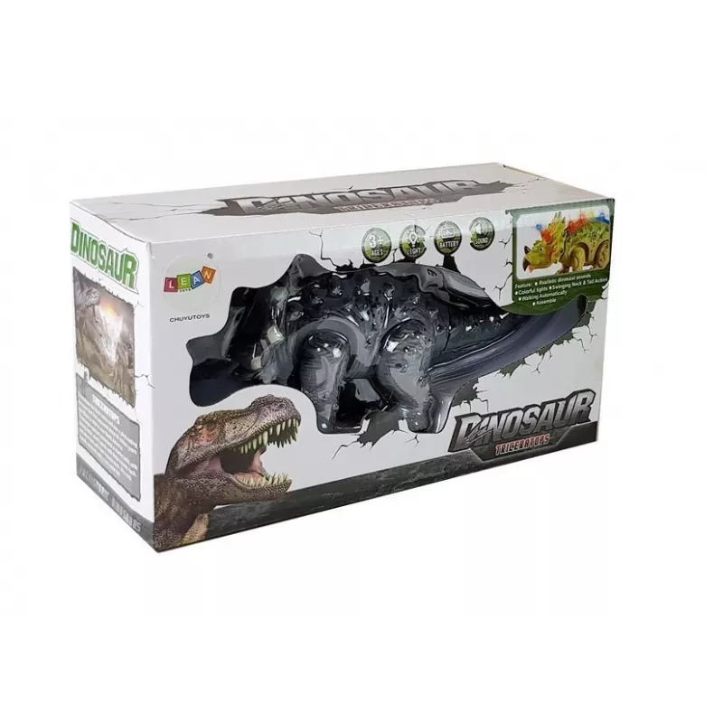 LEAN TOYS Dinosaur on Battery Triceratops Gray