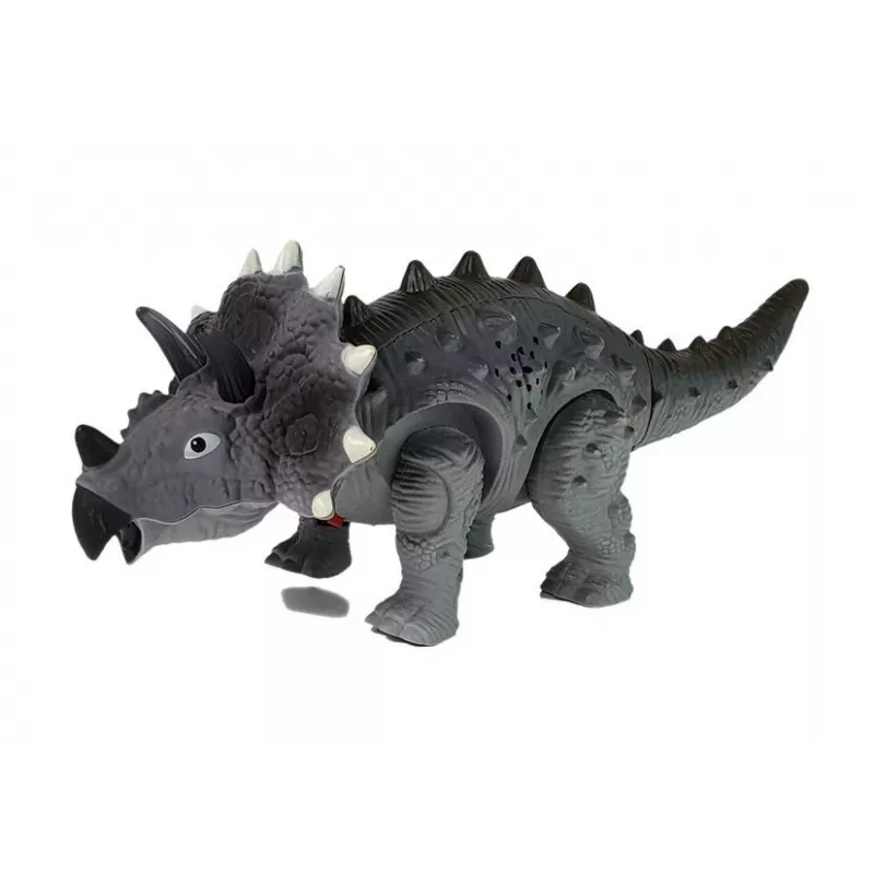 LEAN TOYS Dinosaur on Battery Triceratops Gray