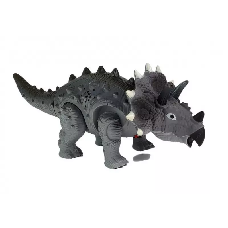 LEAN TOYS Dinosaur on Battery Triceratops Gray
