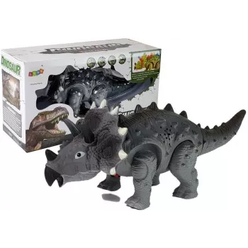 LEAN TOYS Dinosaur on Battery Triceratops Gray