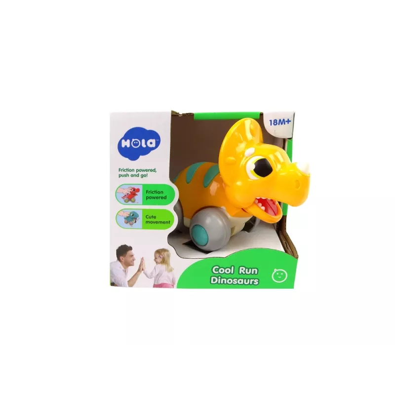 LEAN TOYS Dinosaur on Wheels Yellow Triceratops Figurine