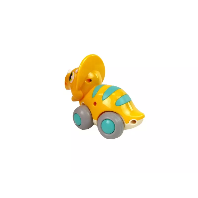 LEAN TOYS Dinosaur on Wheels Yellow Triceratops Figurine