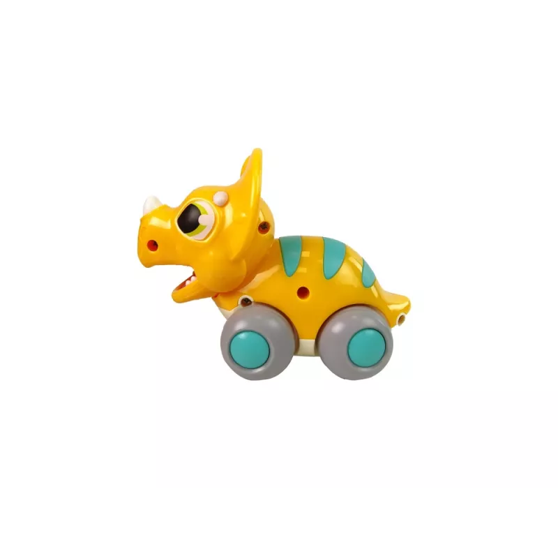 LEAN TOYS Dinosaur on Wheels Yellow Triceratops Figurine