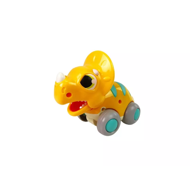 LEAN TOYS Dinosaur on Wheels Yellow Triceratops Figurine