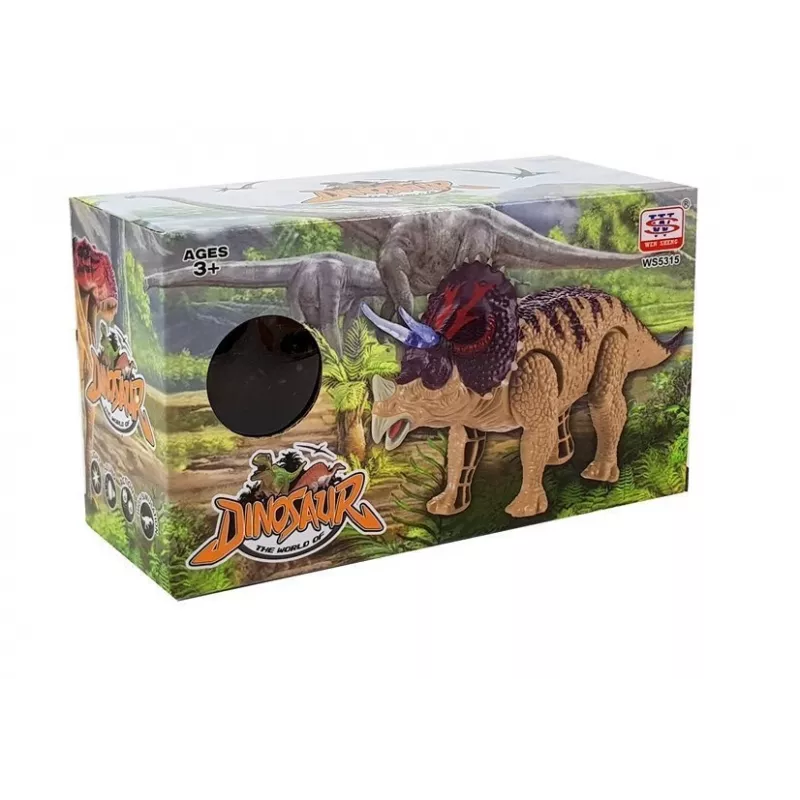 LEAN TOYS Dinosaur Triceratops Battery Operated Yellow