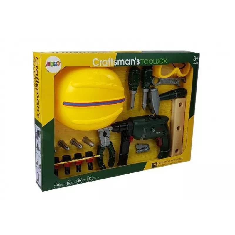 LEAN TOYS DIY Set Battery Drill Goggles and Helmet