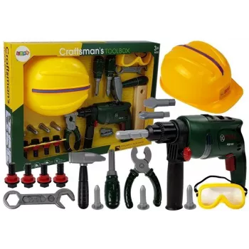 LEAN TOYS DIY Set Battery Drill Goggles and Helmet