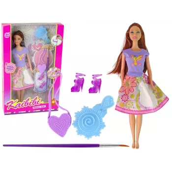 LEAN TOYS Doll Long Hair Painting Dress