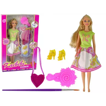 LEAN TOYS Doll Long Hair Painting Dress