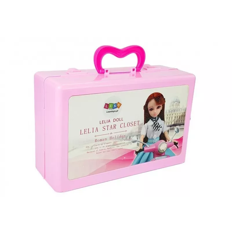 LEAN TOYS Doll Model Set of Clothes Dressing Jewelry in a Suitcase