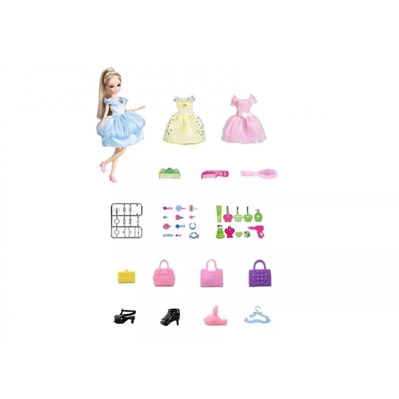 LEAN TOYS Doll Model Set of Clothes Dressing Jewelry in a Suitcase