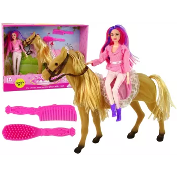 LEAN TOYS Doll Rider with Brown Pony Figures