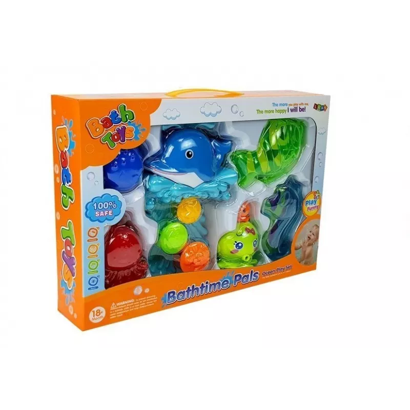 LEAN TOYS Dolphin Bathing Kit Sea Animals Plastic Waterfall