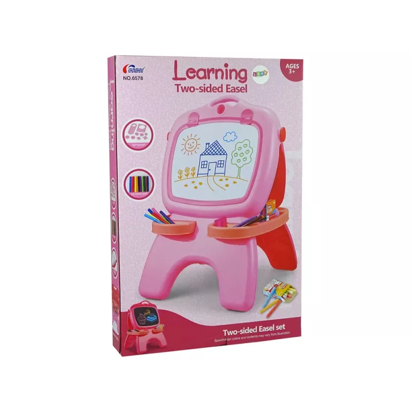 LEAN TOYS Double-sided Magnetic Chalkboard Pink Templates