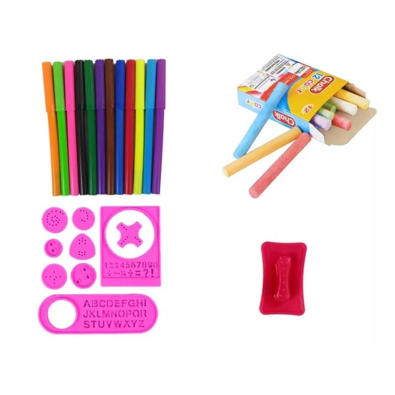 LEAN TOYS Double-sided Magnetic Chalkboard Pink Templates