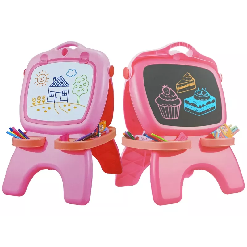 LEAN TOYS Double-sided Magnetic Chalkboard Pink Templates