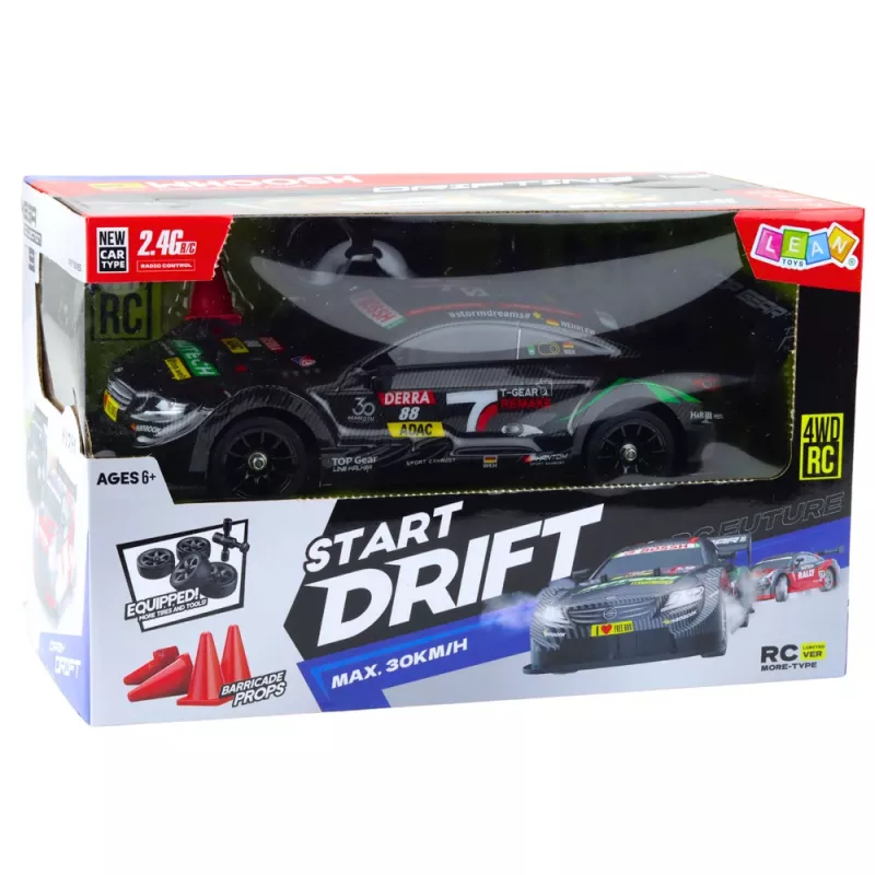 LEAN TOYS Drift Car RC Black Carbon 30km/h 1:16