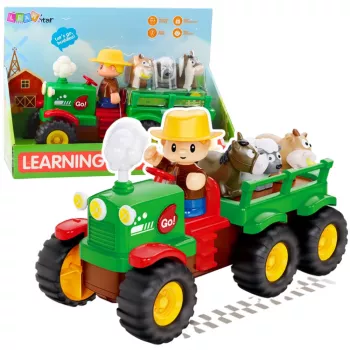 LEAN TOYS Educational Interactive Tractor for Toddlers with Animals, Lights & Sounds
