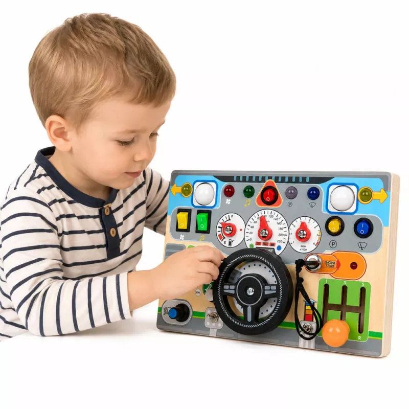 LEAN TOYS Educational Manipulative Board Simulator Steering Wheel Lights Sounds
