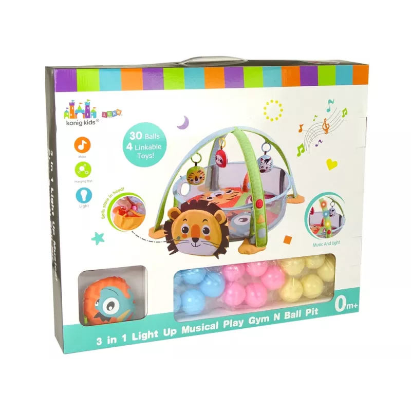 LEAN TOYS Educational Mat Lion Playpen Balls for Baby