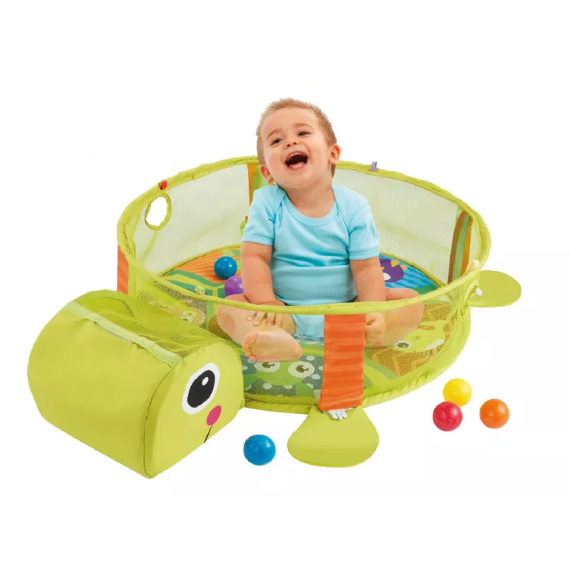 LEAN TOYS Educational Mat with Turtle Playpen Balls for Baby