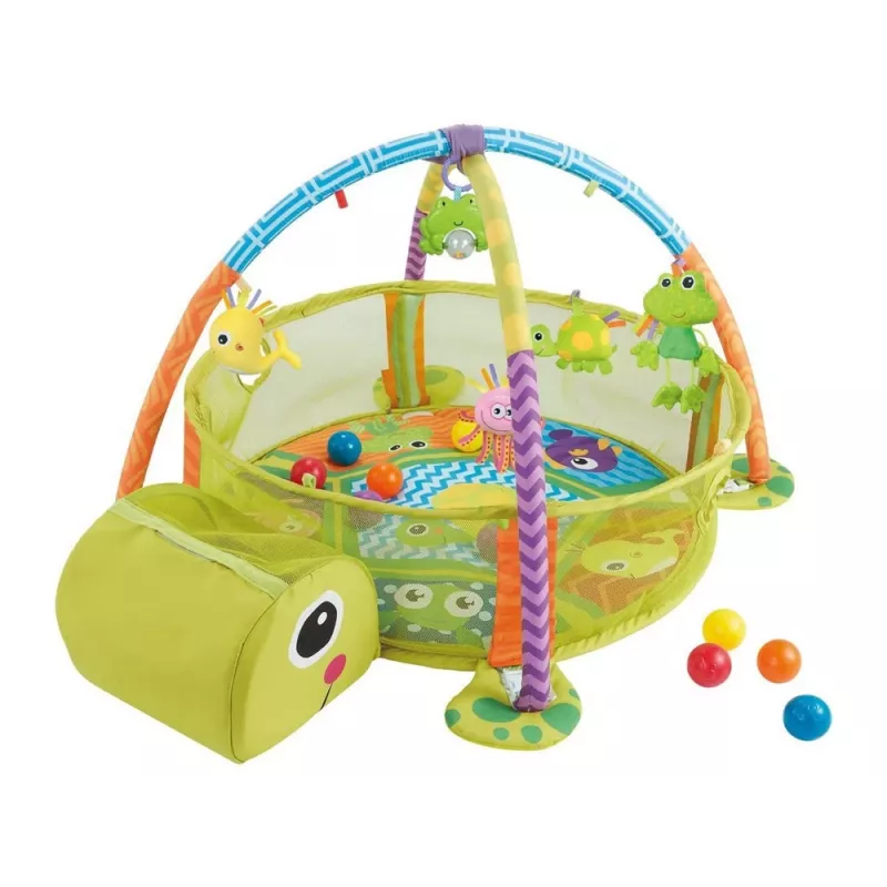 LEAN TOYS Educational Mat with Turtle Playpen Balls for Baby