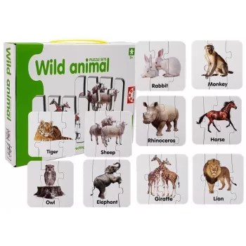 LEAN TOYS Educational Puzzle Wild Animals Puzzle 10 English Connections