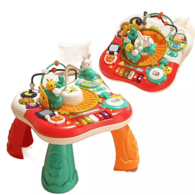 LEAN TOYS Educational Table Interactive Music Panel Piano 2 in 1 Red