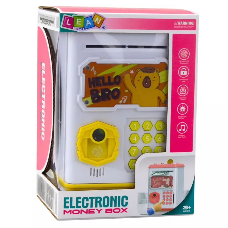 LEAN TOYS Electronic Safe ATM Piggy Bank with PIN for Children Capybara Yellow