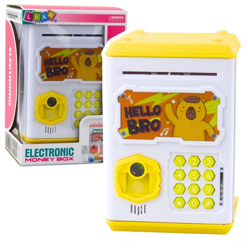 LEAN TOYS Electronic Safe ATM Piggy Bank with PIN for Children Capybara Yellow