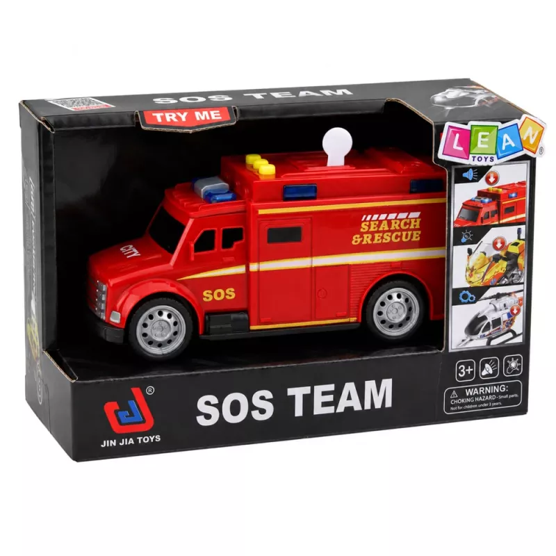 LEAN TOYS Emergency Vehicle Ambulance Lights Sounds Red 1:32