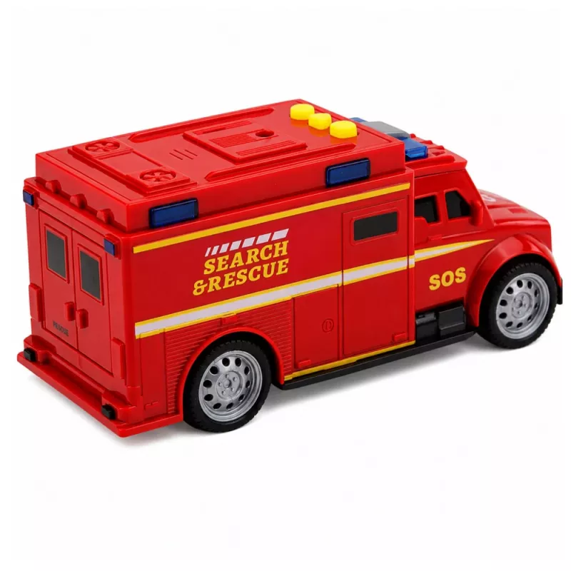 LEAN TOYS Emergency Vehicle Ambulance Lights Sounds Red 1:32