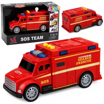 LEAN TOYS Emergency Vehicle Ambulance Lights Sounds Red 1:32