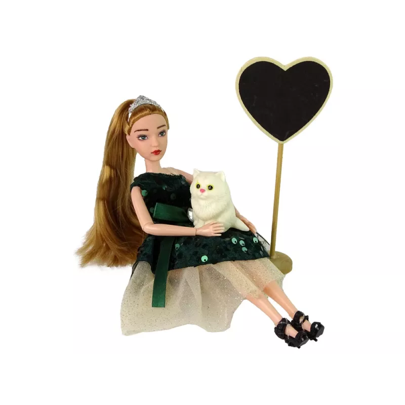 LEAN TOYS Emily Wooden Heart White Cat Baby Doll