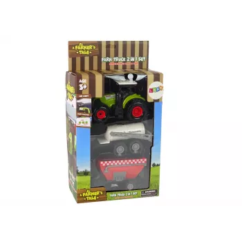 LEAN TOYS Farmer Tractor Set + 2 Farm Machines Farm Truck Set