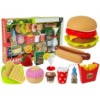 LEAN TOYS Fast Food Hamburger Set | 12-Piece Play Food Kit for Kids