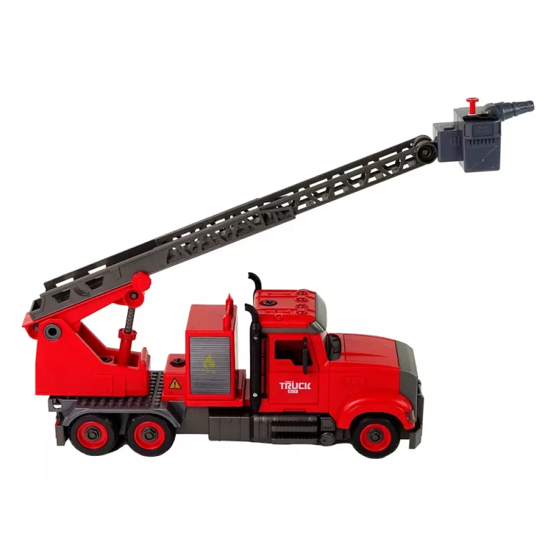 LEAN TOYS Fire Truck Fire Brigade for Unscrewing Accessories Red