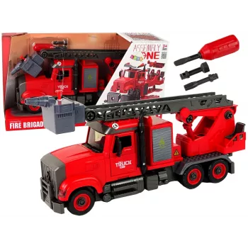 LEAN TOYS Fire Truck Fire Brigade for Unscrewing Accessories Red