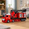 LEAN TOYS Fire Truck with Extendable Boom up to 69 cm, Lights, Sounds and Water Cannon