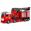 LEAN TOYS Fire Truck with Extendable Boom up to 69 cm, Lights, Sounds and Water Cannon