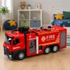 LEAN TOYS Fire Truck with Water Function, Metal Cabin, Lights, Sounds 1:12