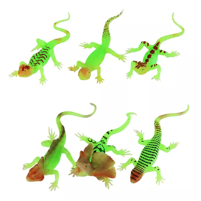 LEAN TOYS Fluorescent Green Glow-in-the-Dark Lizard Rubber Figurine 15cm