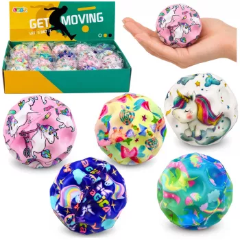 LEAN TOYS Foam Ball with Dimples for Bouncing Anti-Stress Unicorns 7cm
