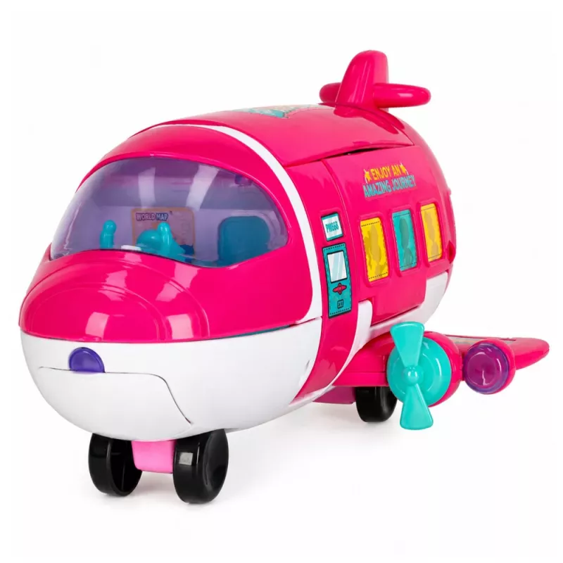 LEAN TOYS Foldable 2-in-1 Doll Passenger Plane Pink – Transformable Doll House Playset for 30cm Dolls
