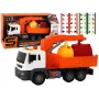 LEAN TOYS Garbage Truck With Crane Friction Drive Orange 1:16